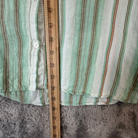 Toad & Co Long Sleeve Airbrush Shirt Button Down Green Stripe L Women's - Picture 12 of 12
